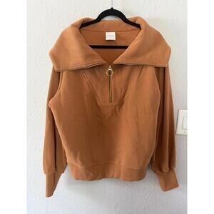 Varley Vine Half-Zip Pullover in Rye (brown) Ribbed. Size L. $158 retail on the